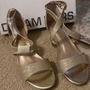 Dream Pair Gold sparkly Strappy Sandals - Women's Dress Heels